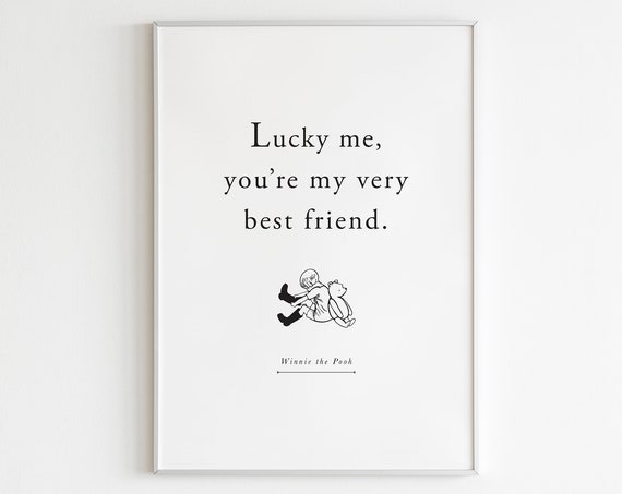 Winnie the Pooh Lucky Me Nursery Quote Art Print