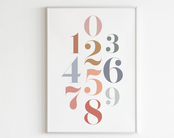 Educational Wall Art Neutral Numbers Poster Boho Numbers Classroom Print Kids Room Print Baby Room Print Children Kids Wall Art