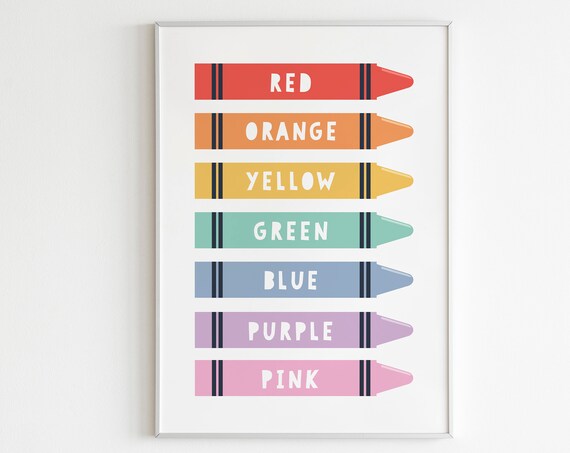 Crayon Colors Red Orange Yellow Green Blue Purple Pink Poster