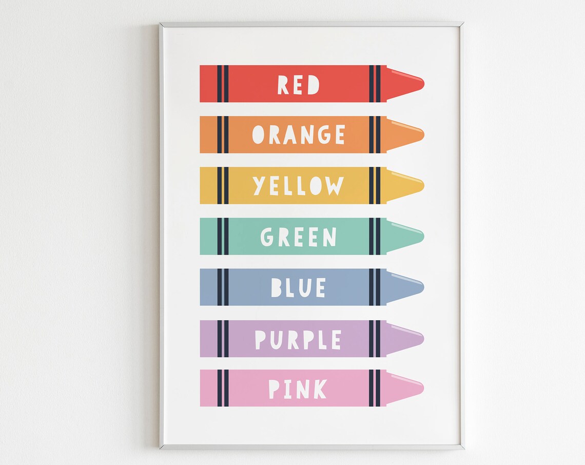 Crayon Colors Red Orange Yellow Green Blue Purple Pink Poster