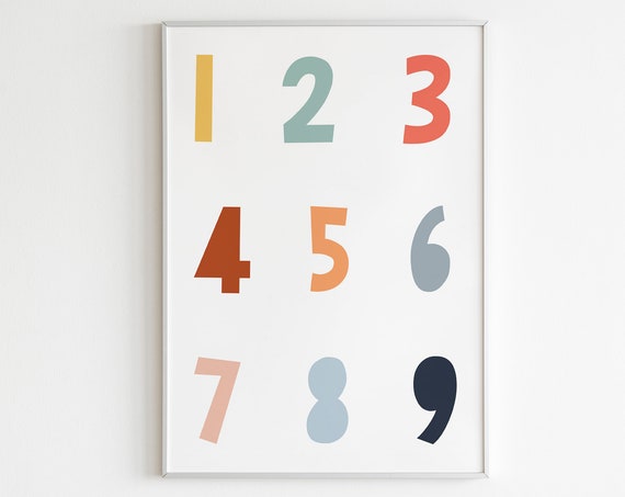 Educational Wall Art Numbers Poster Boho Numbers Classroom Print Kids Room Print Baby Room Print Children Kids Wall Art 1234 Print