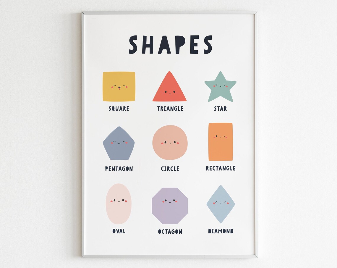 Educational Geometric Shapes Boho Numbers Art Print