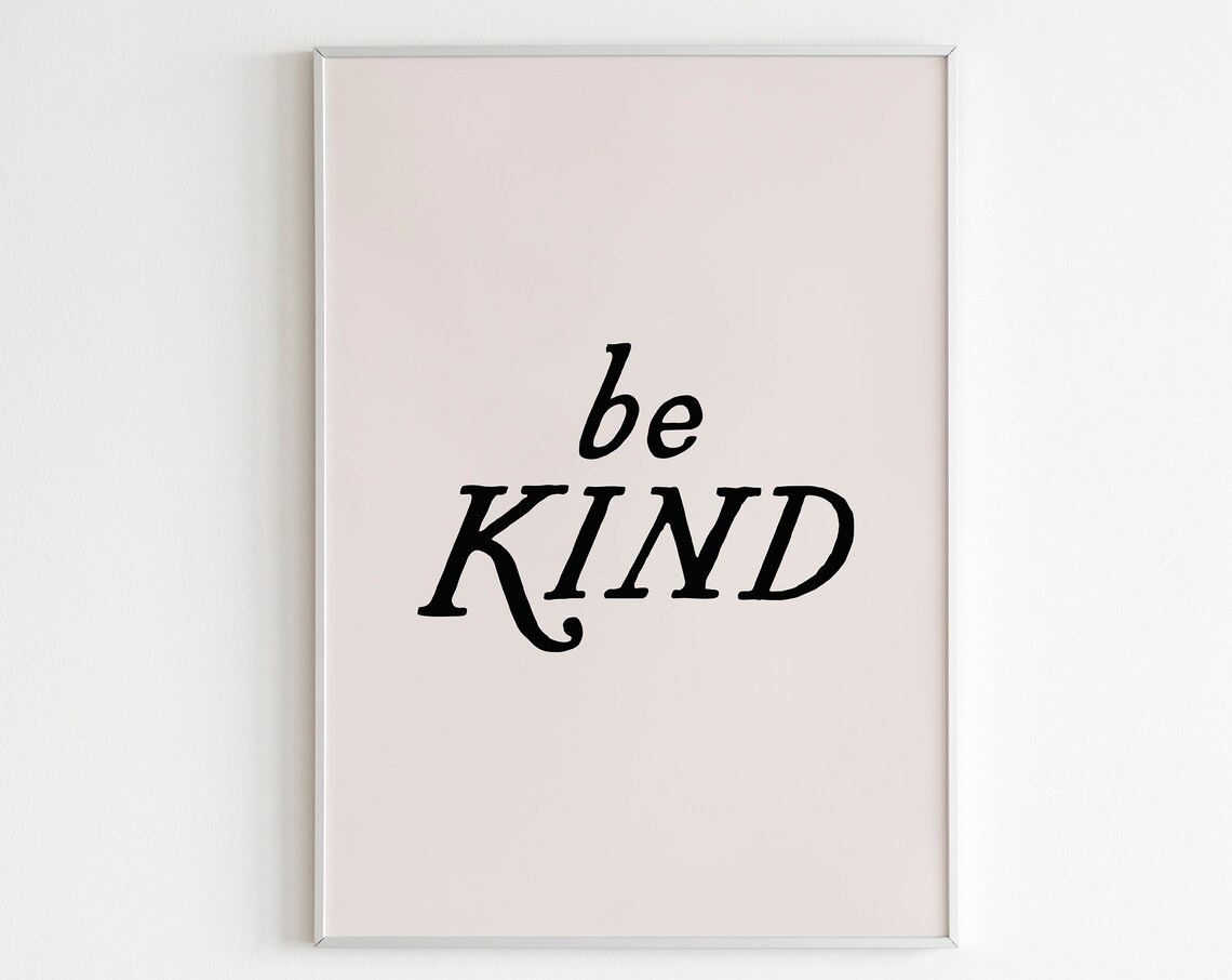 Be Kind Black Script Kindness Quote Minimalist Classroom Poster