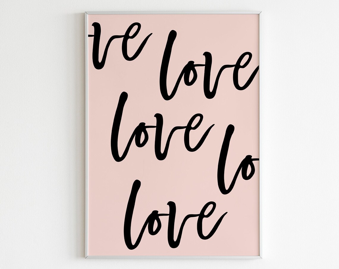 Sweet Love Love Love Handwritten Black Script Blush Pink Poster