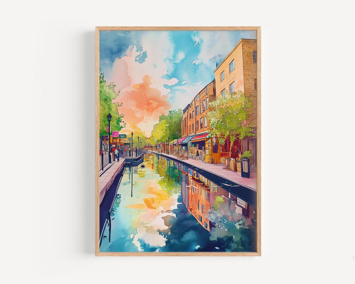 Camden Market Watercolor Painting Travel Poster