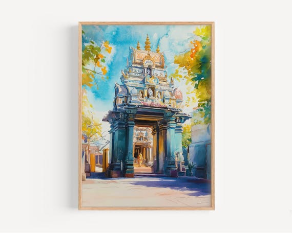 Chennai Watercolor Painting Wall Art Print Travel India Decor Illustration Home Artwork