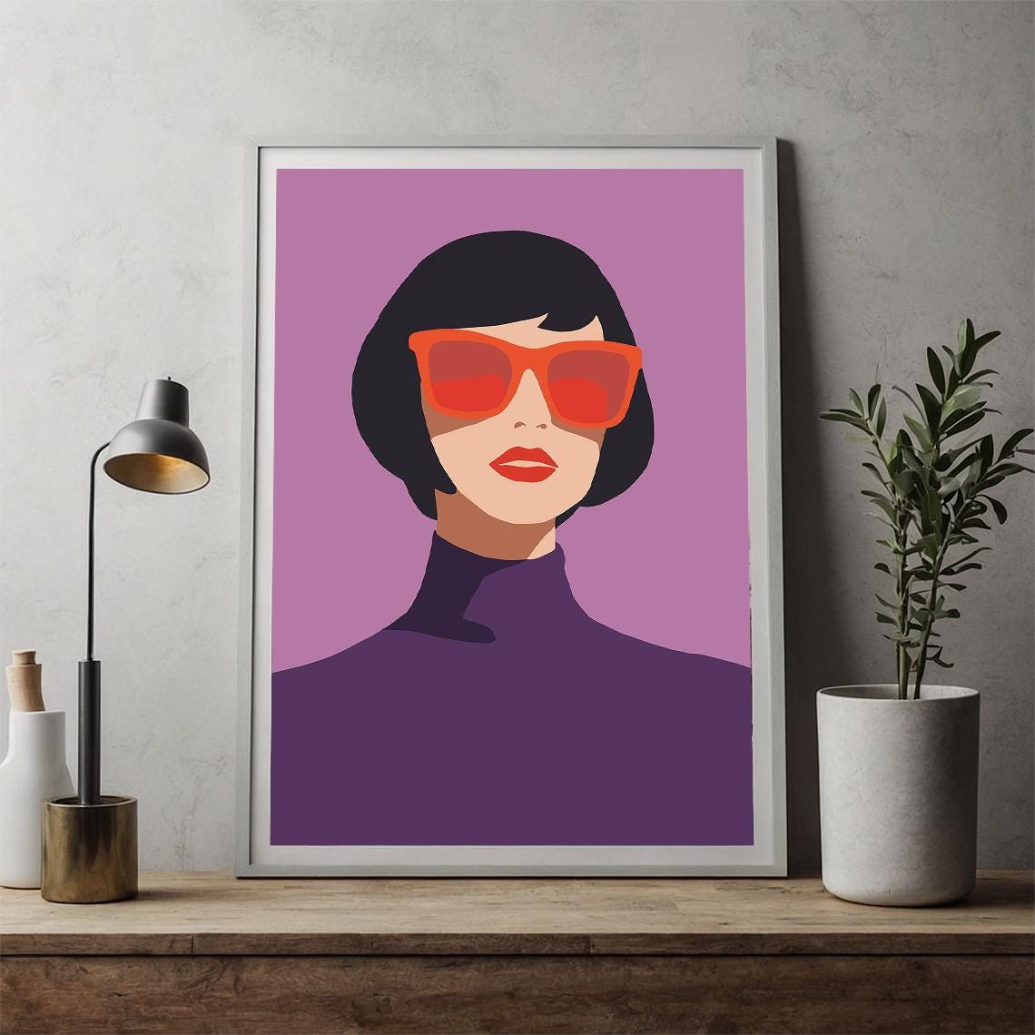 Chic Woman With Orange Sunglasses Pop Art Fashion Illustration Poster
