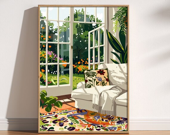 Open Window Henri Matisse Print Matisse Style Fauvism Painting Exhibition Patio Doors Flowers Floral Garden Nature Scene Cosy Interior