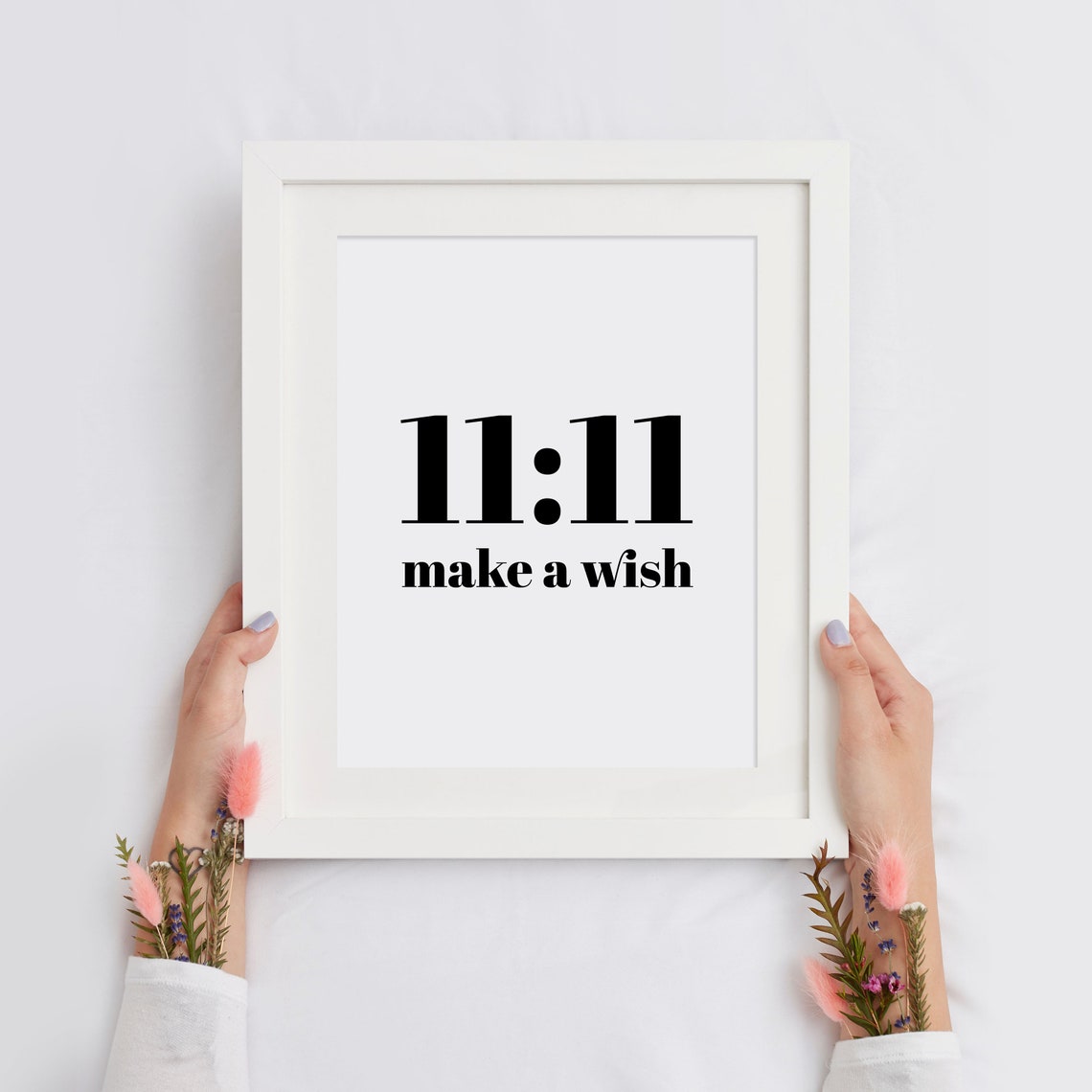 1111 Make A Wish Angel Number Poster Minimalist Black White Decor - Image 2