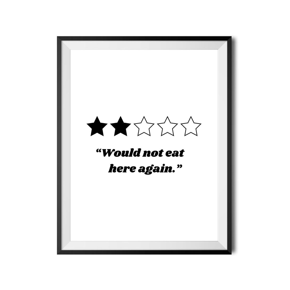 Would Not Eat Here Again Funny Two Star Review Kitchen Quote Poster - Image 4