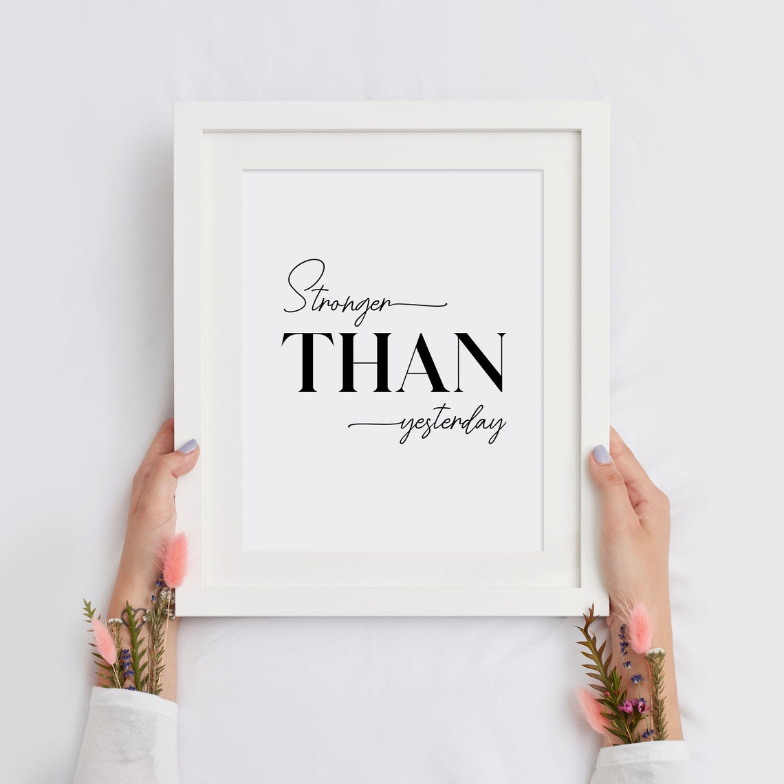 Stronger Than Yesterday Script Gym Fitness Motivation Wall Art - Image 2