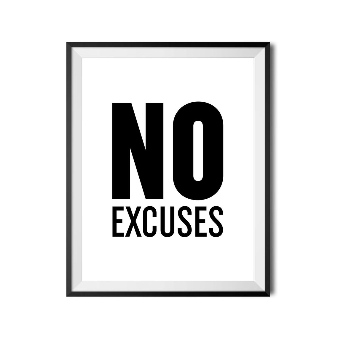 No Excuses Bold Minimalist Gym Office Motivational Mantra Poster - Image 4