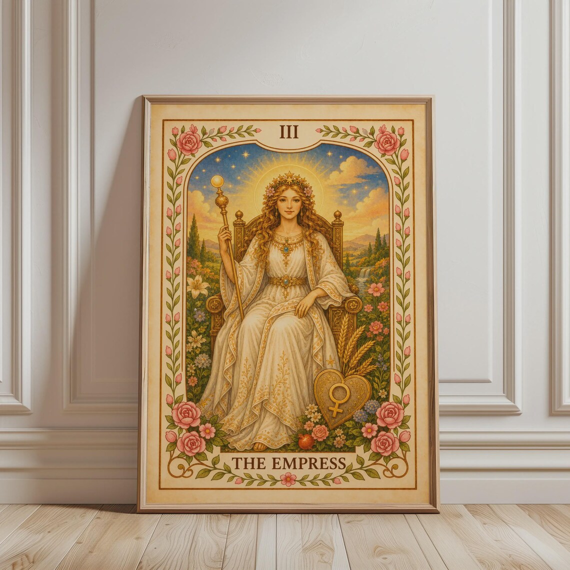 The Empress Tarot Card, Bohemian Vintage Art Print