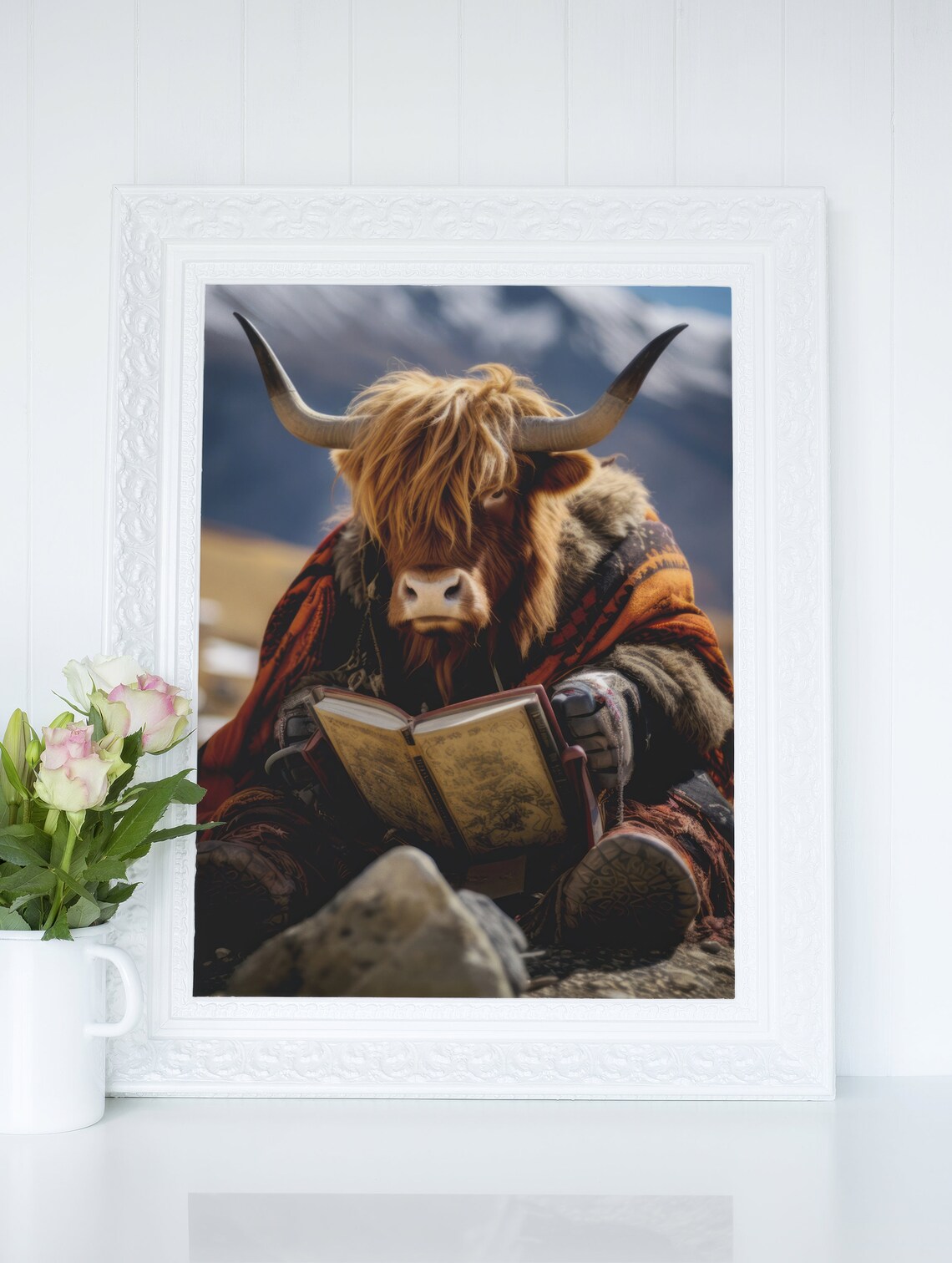 Highland Cow Poster, Scottish Cattle Reading Book - Image 2
