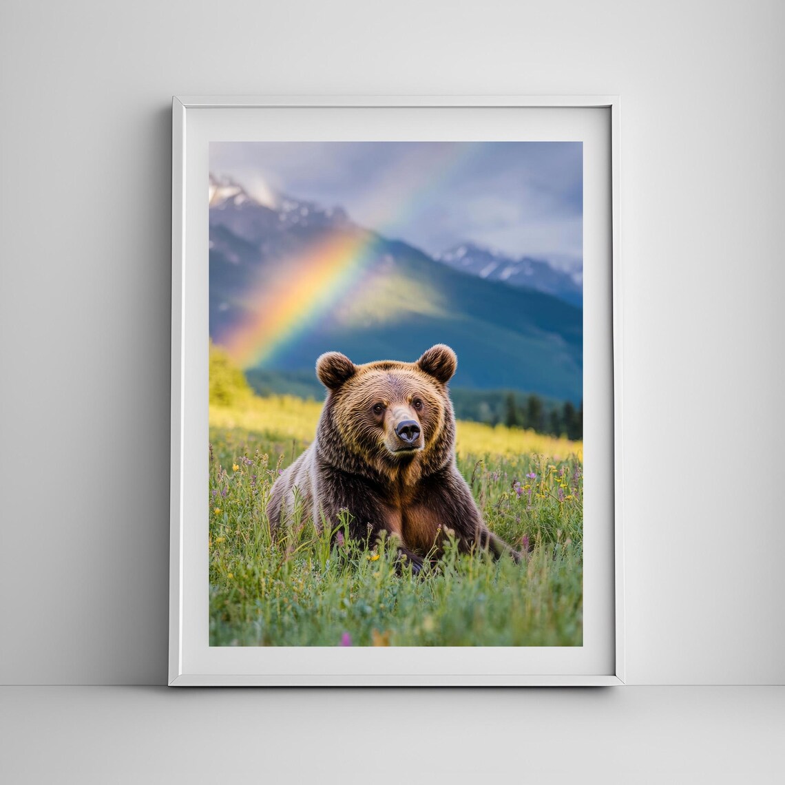 Bear Print, Grizzly Portrait, Rainbow Forest Decor - Image 4