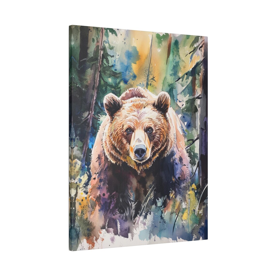 Grizzly Large Horizontal Watercolor, Forest Animal - Image 3