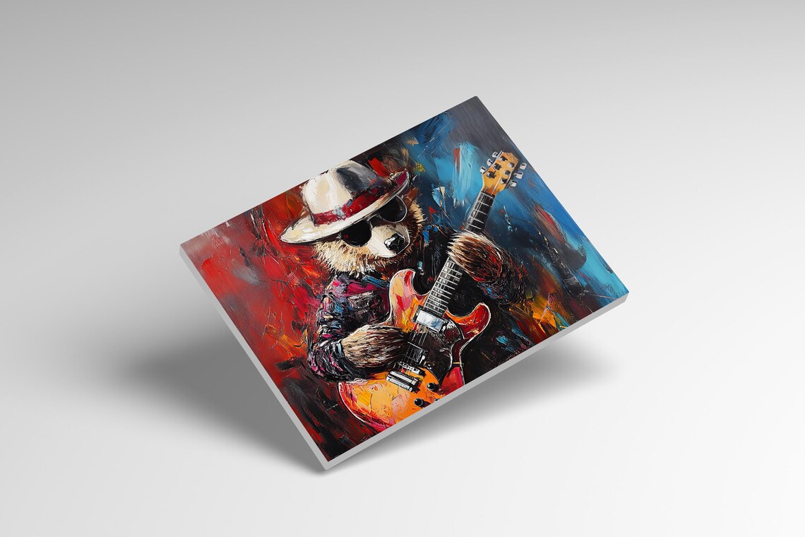 Grizzly Bear Playing Guitar, Funny Abstract Artwork - Image 2