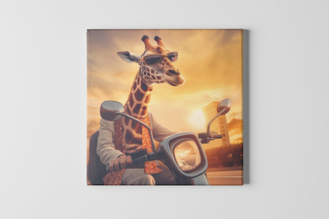 Funny Giraffe On A Scooter, Funky Kid Bedroom - Image 3