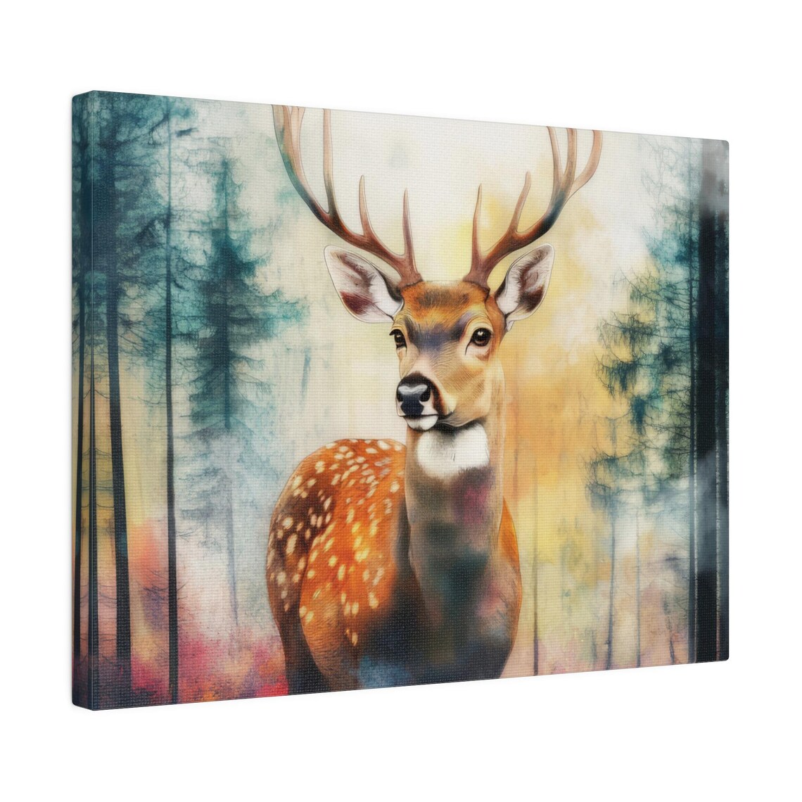 Deer Large Horizontal Watercolor Poster, Forest Animal - Image 2