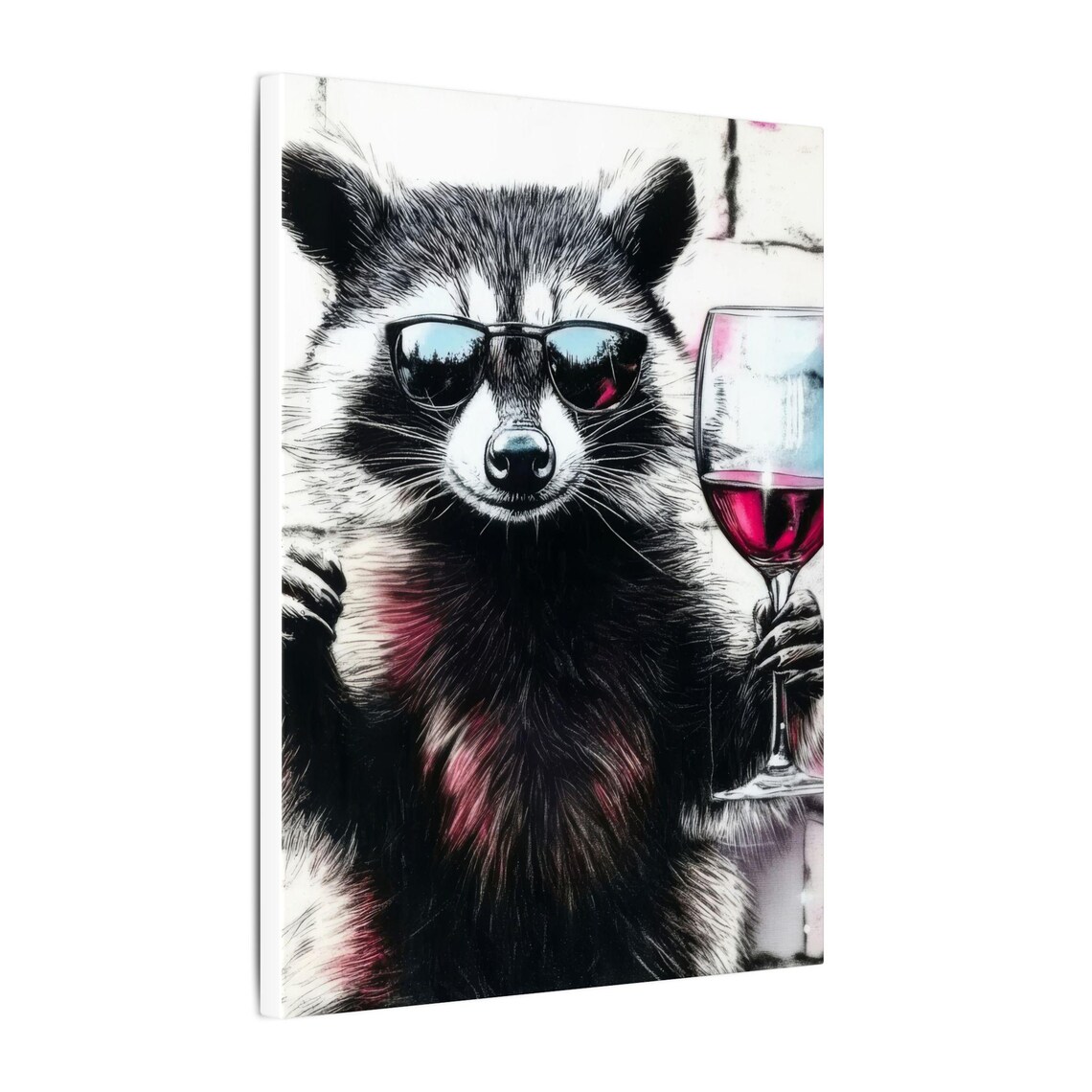 Raccoon Drinking Red Wine, Funny Bar Poster - Image 2