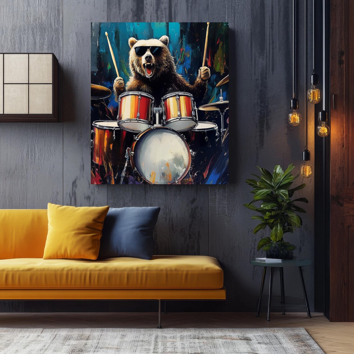 Bear Playing Drum, Funny Rock N Roll Poster - Image 2