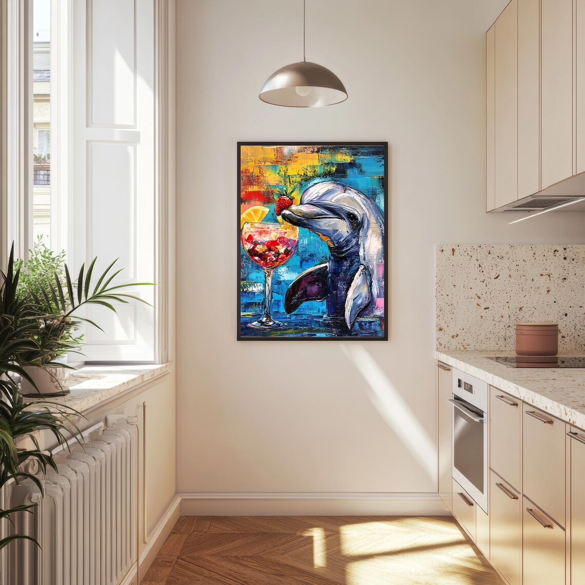 Dolphin Cocktail Beach Poster, Tropical Vibe - Image 2