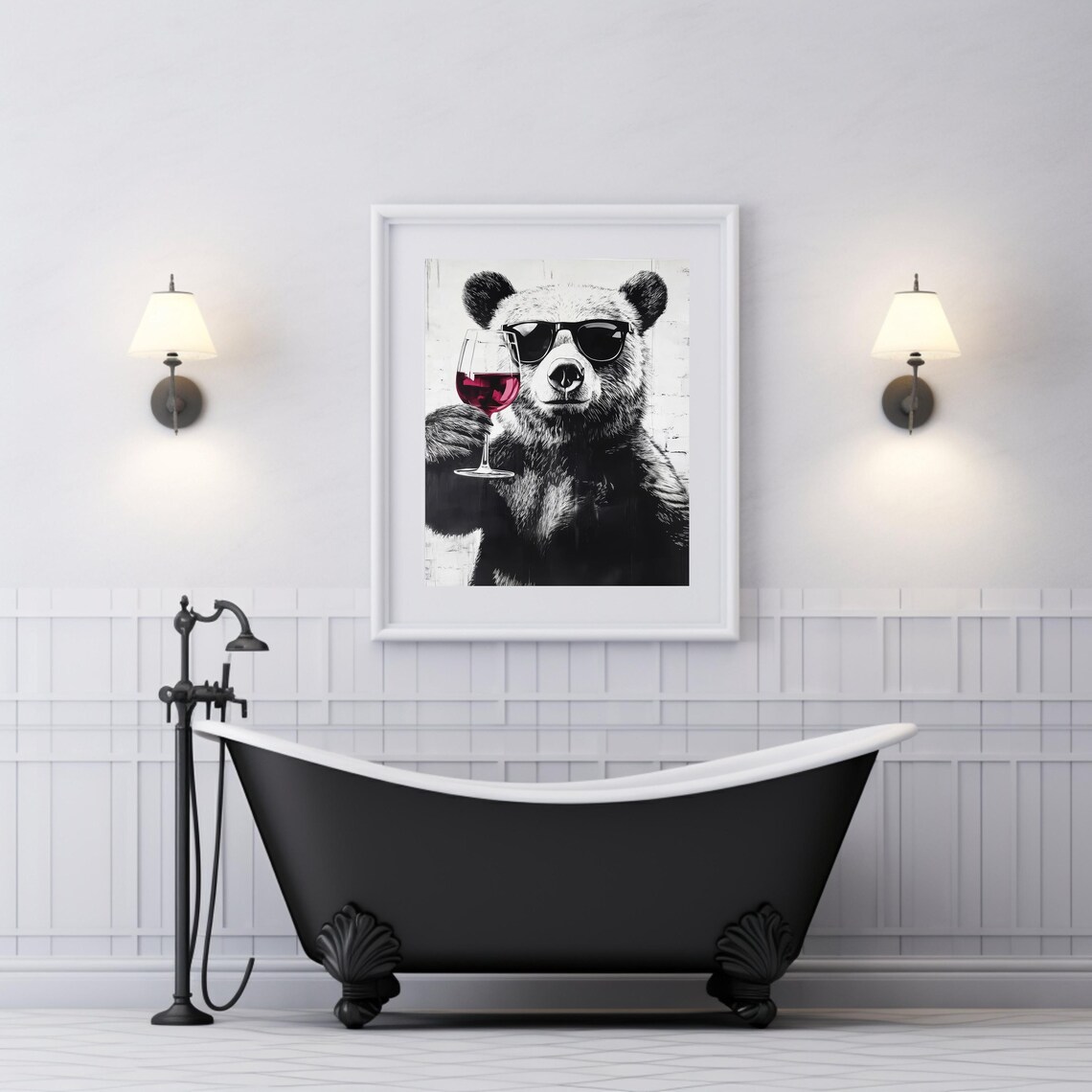 Bear Print, Funny Wine Lover Gift Poster - Image 3