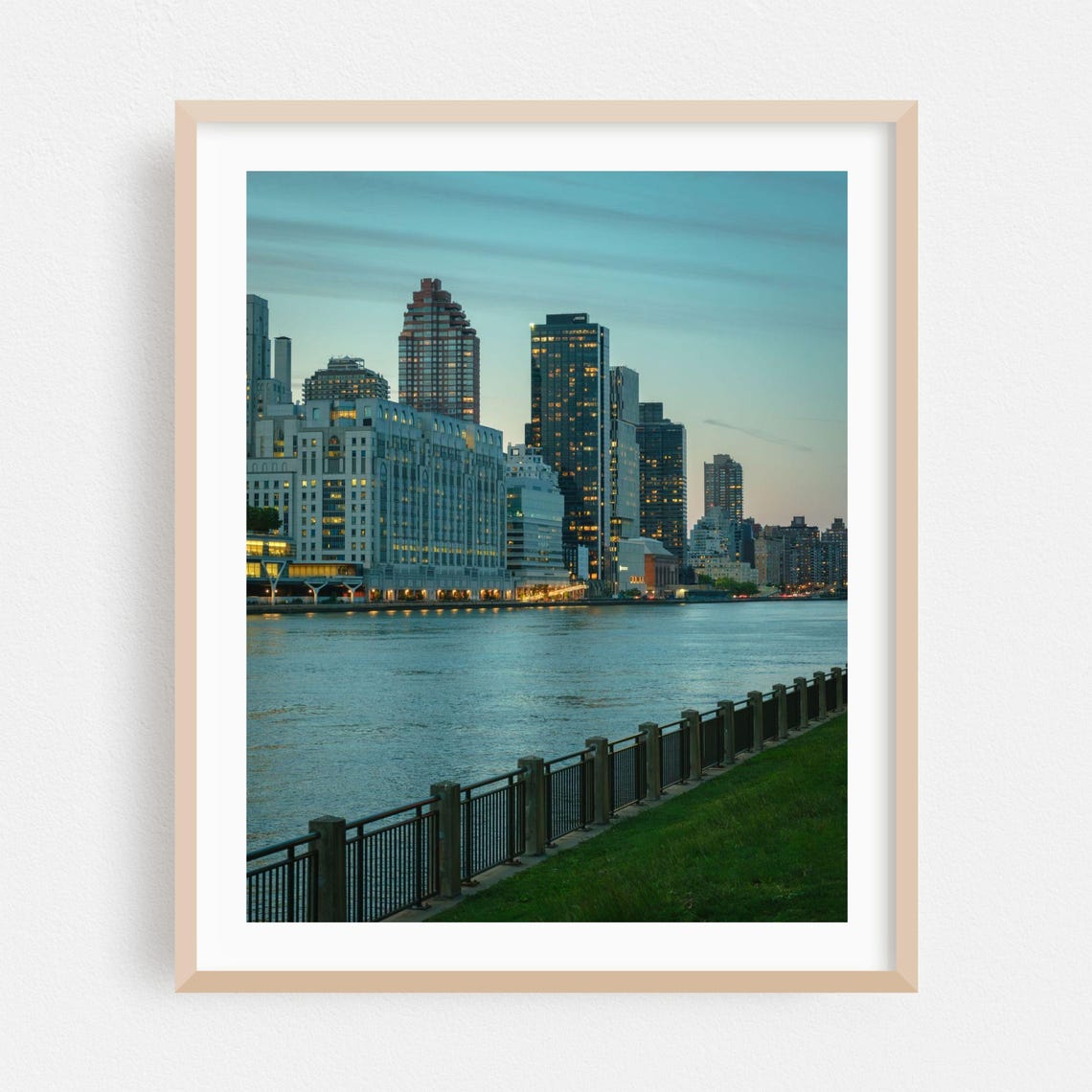 Manhattan Skyline At Night Glowing Across The River Photo Poster