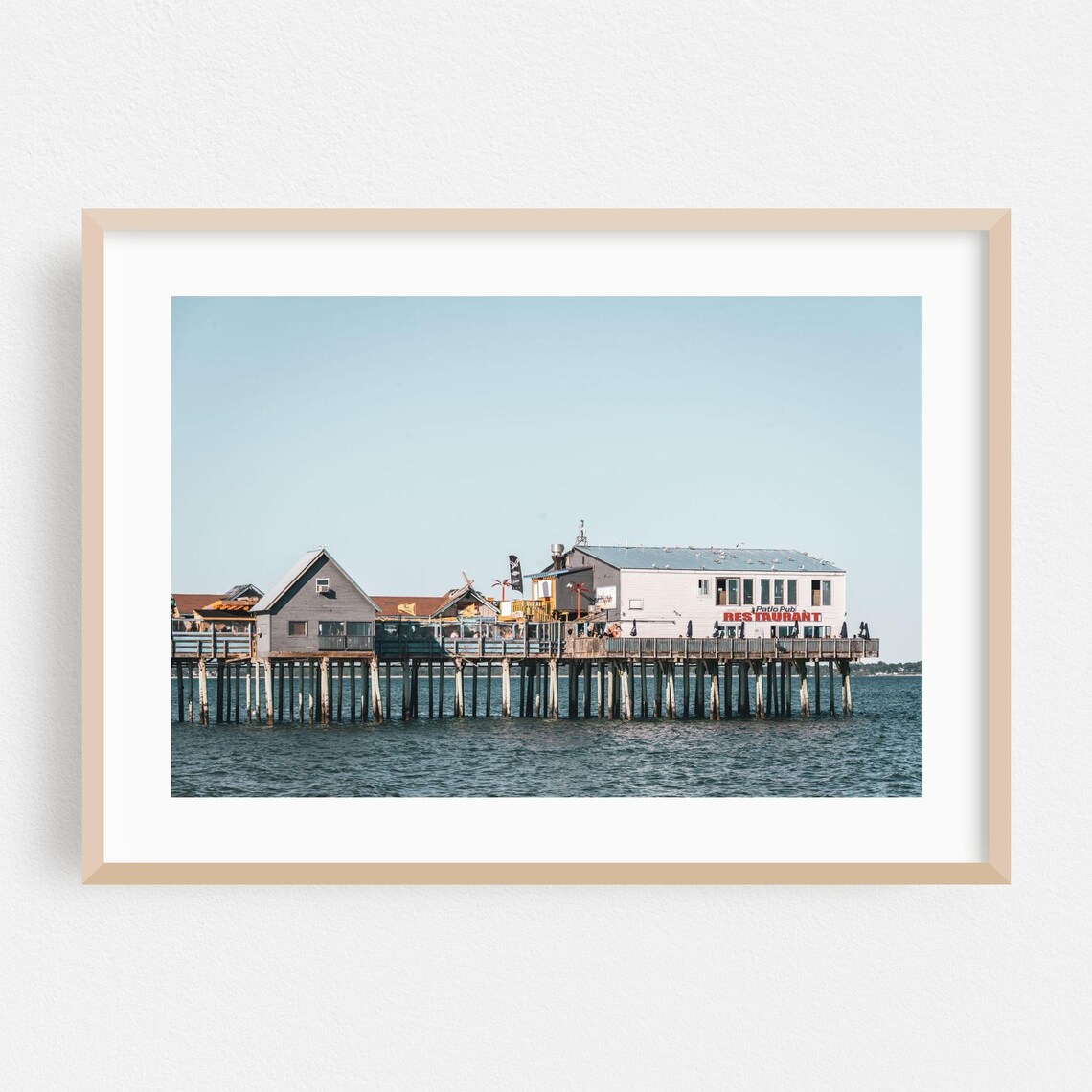 Old Orchard Beach Maine Pier Restaurant Coastal Photo Art Poster