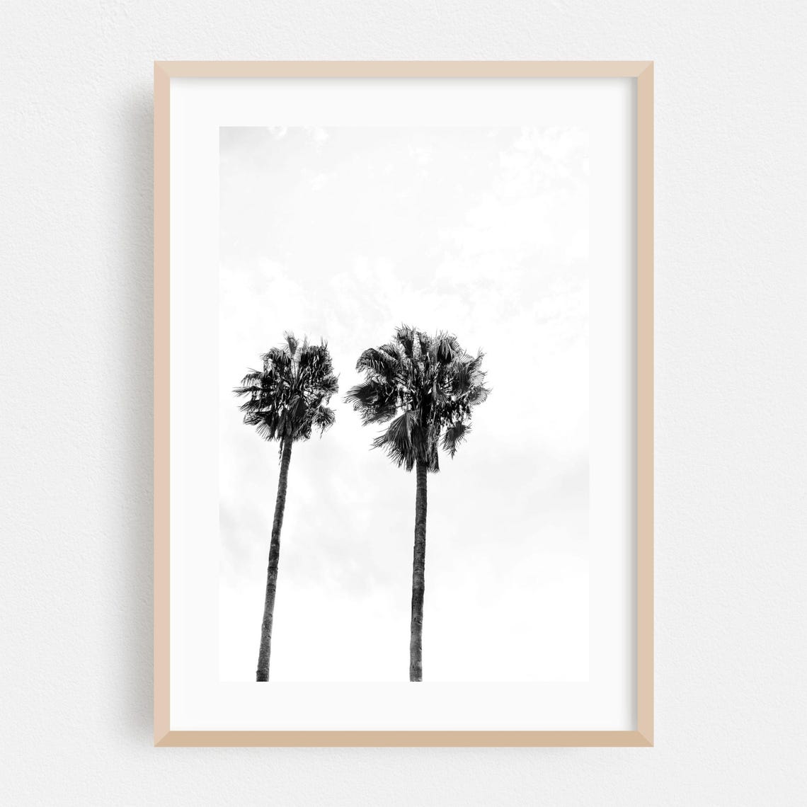 Black and White Palm Trees Duo Minimalist Tropical Photo Poster
