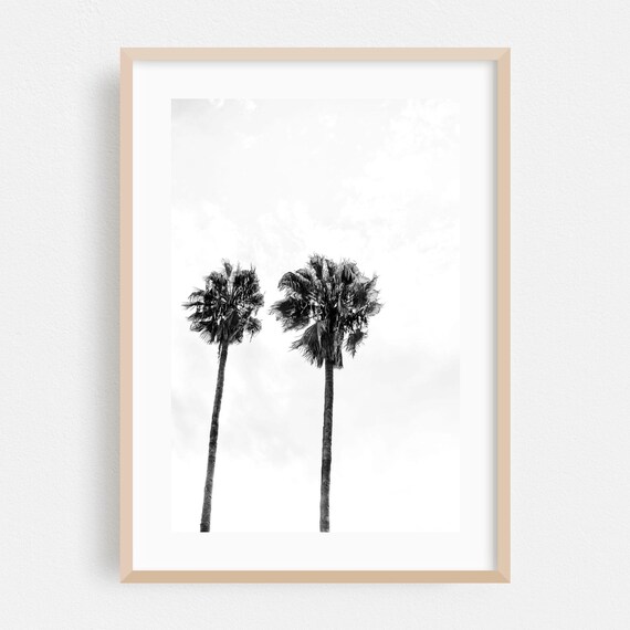 Black and White Palm Trees Duo Minimalist Tropical Photo Poster