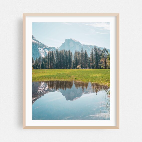 Yosemite Valley Half Dome Meadow Reflection Nature Photography Poster
