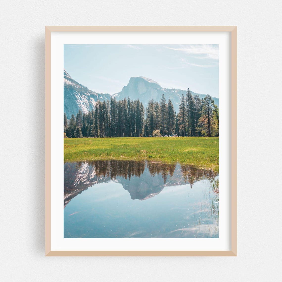 Yosemite Valley Half Dome Meadow Reflection Nature Photography Poster