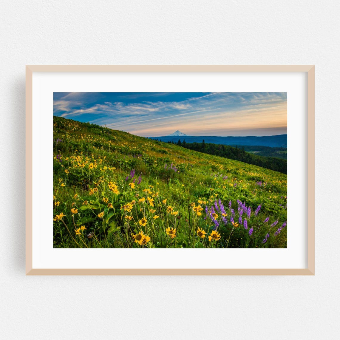 Oregon Wildflower Meadow Mountain Peak Summer Landscape Poster
