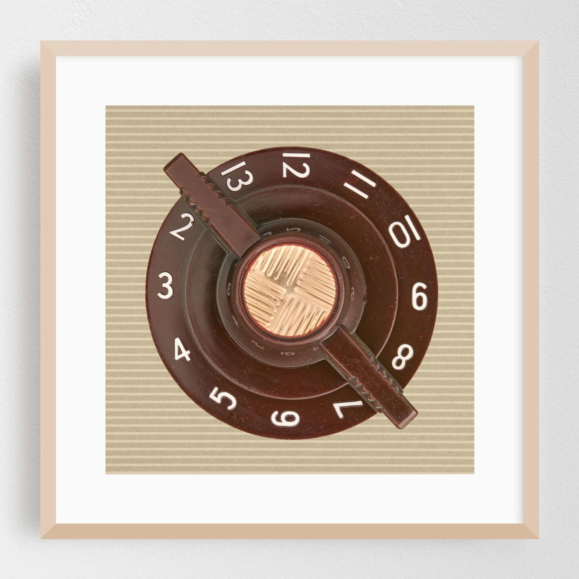 Vintage Brown TV Channel Selector Dial 2 to 13 Retro Wall Poster