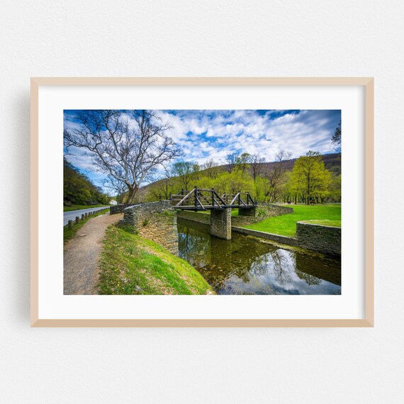 Harpers Ferry West Virginia Stone Bridge Canal Landscape Poster