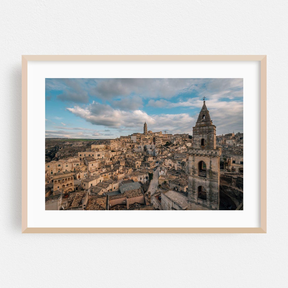 Matera Basilicata Ancient Stone City Sunset Photo Travel Poster