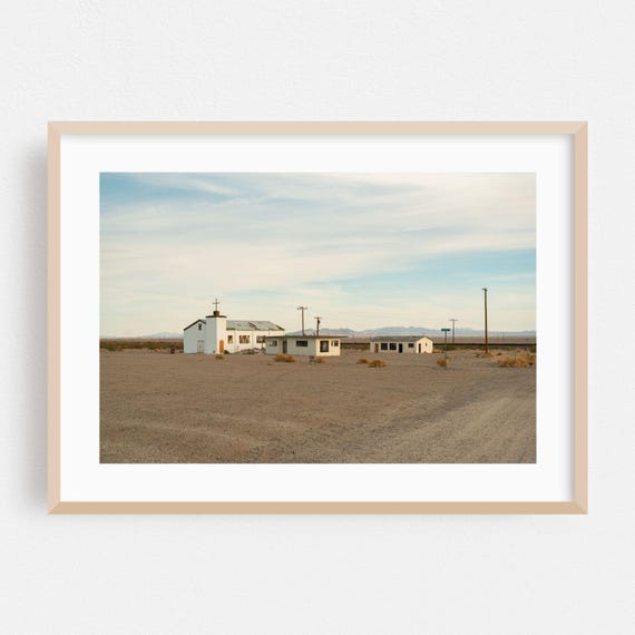 Amboy Print Wall Art Desert Framed Abandoned Home Decor Rural Poster Church Fine Landscape Minimalist Vintage