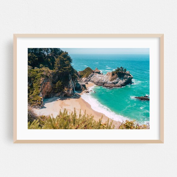 Big Sur Waterfall Cove Beach Turquoise Ocean Photo Travel Poster