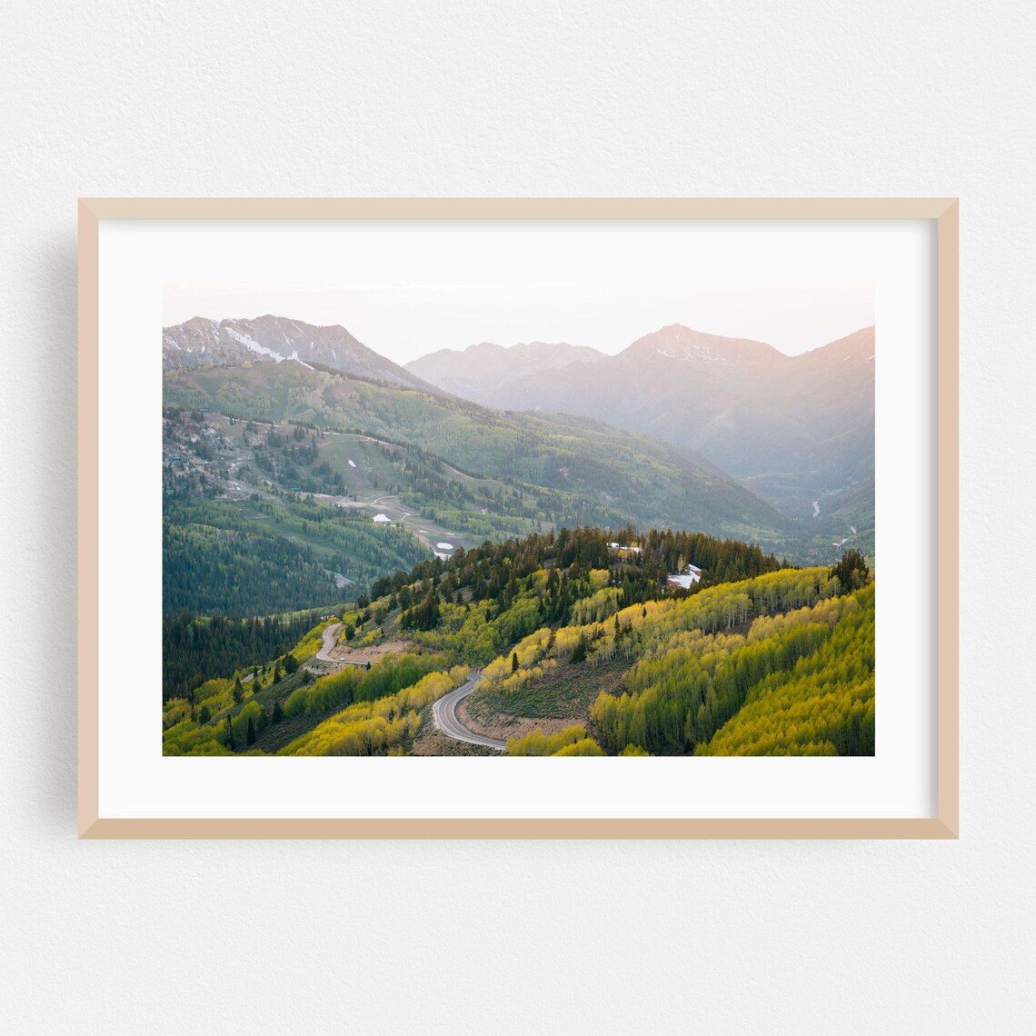Park City Utah Autumn Aspen Mountain Winding Road Landscape Poster