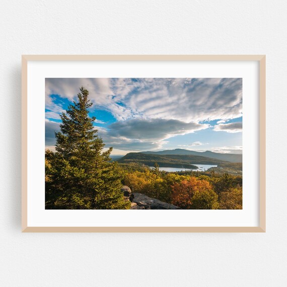 New York Adirondack Mountain Lake Autumn Panorama Nature Poster