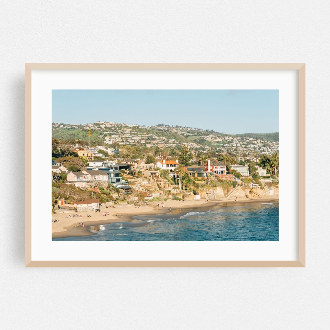 Coastal Hillside Beach Houses Ocean View California Photography Art Poster