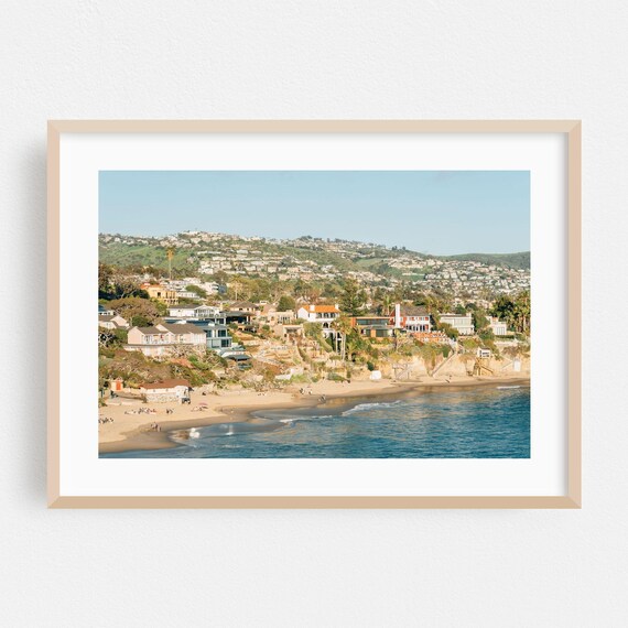 Coastal Hillside Beach Houses Ocean View California Photography Art Poster
