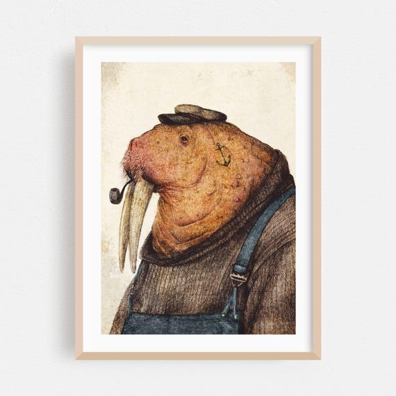 Humor Print Surrealism Wall Art Pop Framed Vintage Home Decor Fantasy Poster Modern Fine Retro Drawing Sailors Call Ii