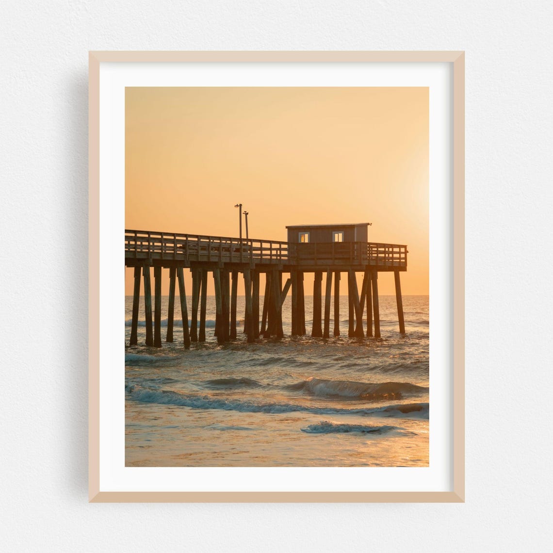 Avalon New Jersey Fishing Pier At Sunset Golden Ocean Poster