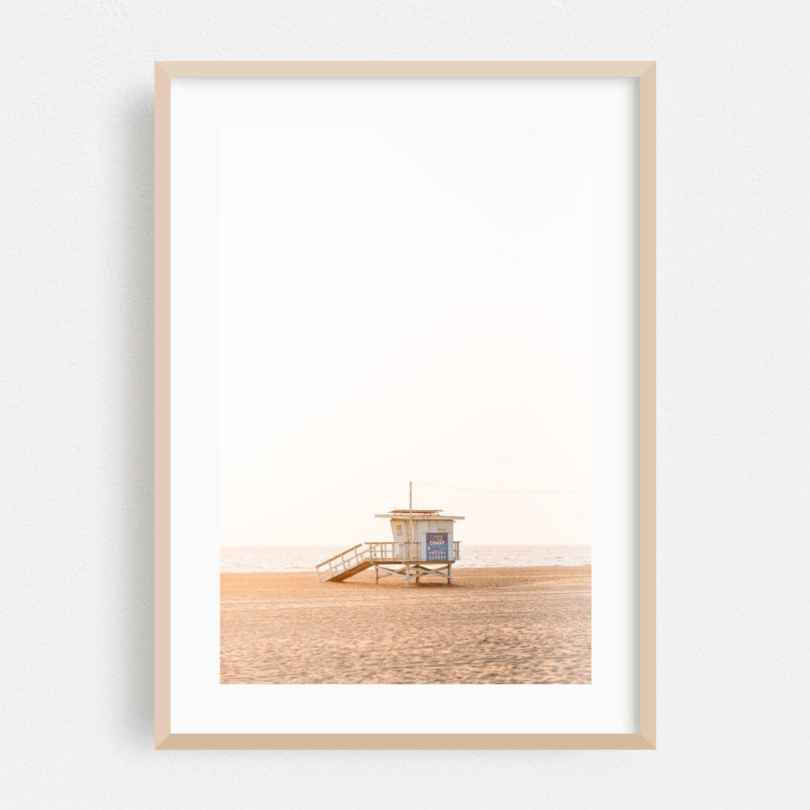 Minimalist Lifeguard Tower Pastel Beach Photography Calm Shore Print