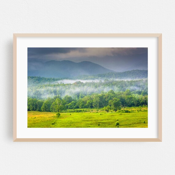 Tennessee Smoky Mountain Misty Green Forested Landscape Print