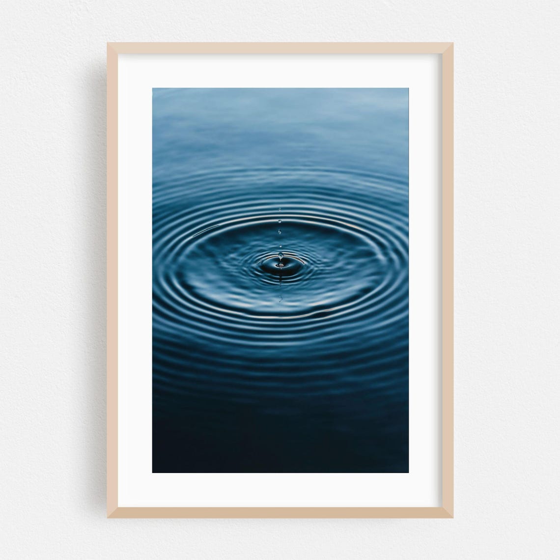 Deep Blue Water Ripple Drop Minimalist Zen Photography Poster