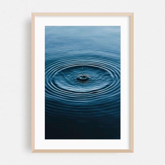 Deep Blue Water Ripple Drop Minimalist Zen Photography Poster