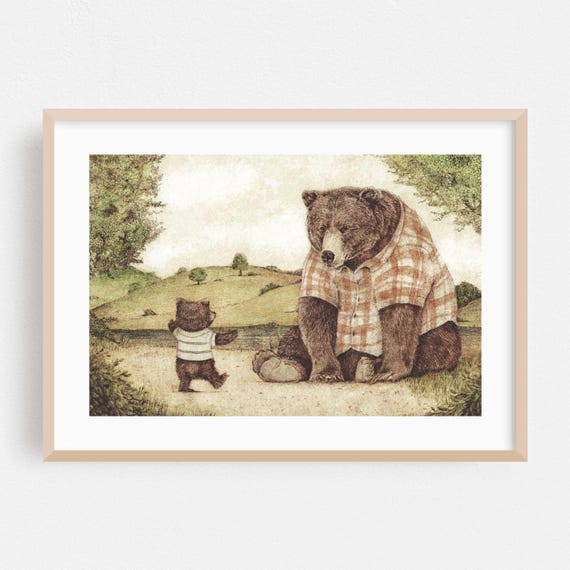 Illustration Print Nature Wall Art Rustic Framed Forest Home Decor Drawing Poster Fatherday Fine